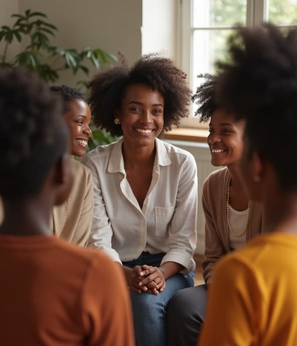 A comforting image of two women holding hands.
